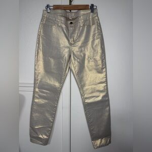 Boston Proper Metallic Gold Jeans size 6